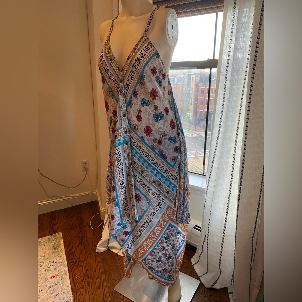 Floral Maxi Dress with Handkerchief Hem